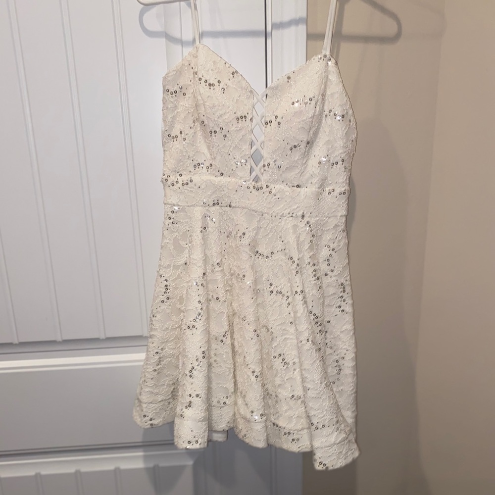Beautiful mini white sequin/lace dress